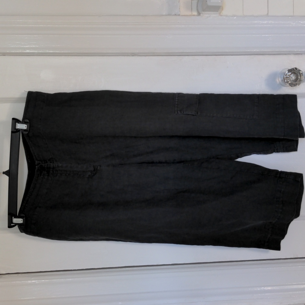 Eileen Fisher linen cropped wide leg pants. NWOT  Size M Black, Summer Casual
